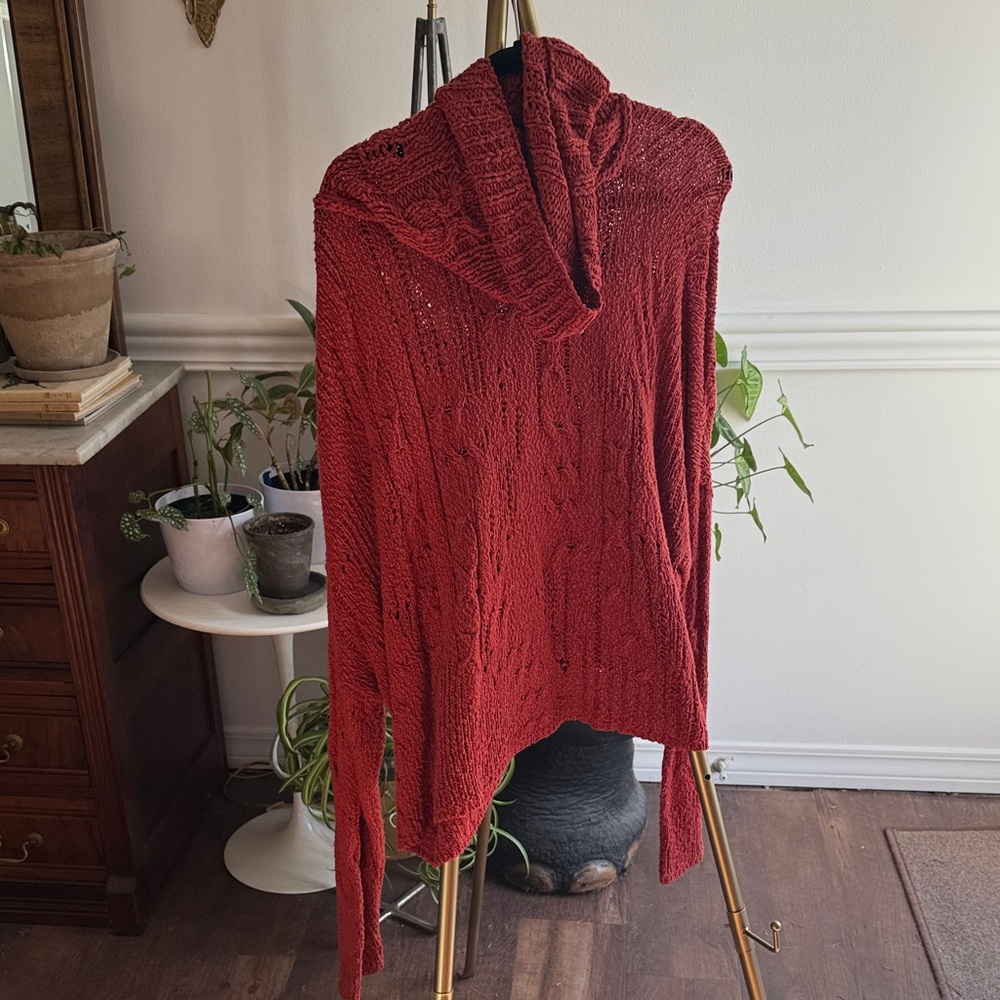 Free People Red Cowl Neck Sweater